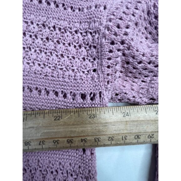 J. Jill Loose Weave Knit Open Crochet Pullover size XL P Mauve - Picture 5 of 6